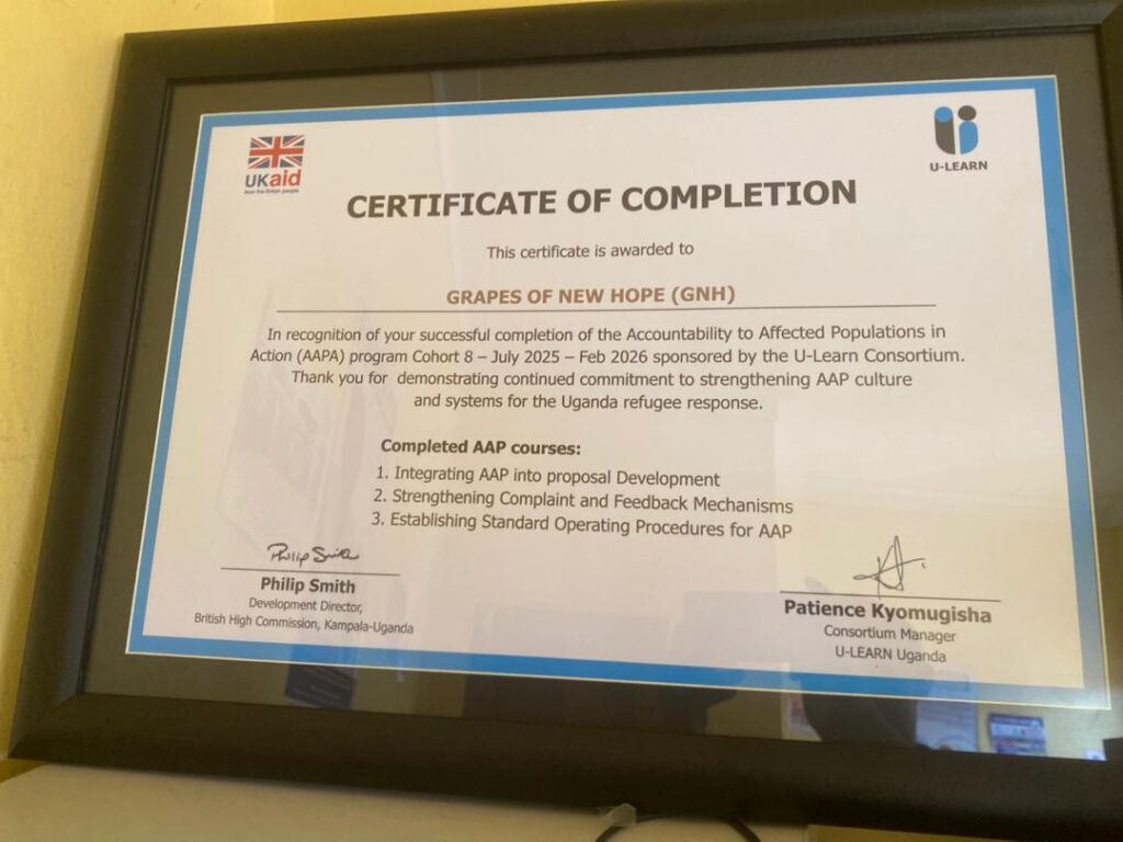 Grapes of New Hope Graduates from U-Learn Uganda’s AAPA Mentorship Program